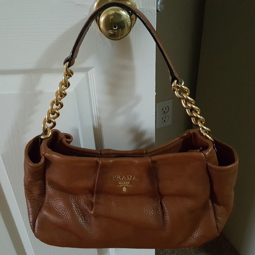 Prada Brown Leather Hobo Handbag